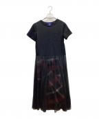 BLUE LABEL CRESTBRIDGEブルーレーベルクレストブリッジ）の古着「ドッキングワンピース」｜ブラック×レッド