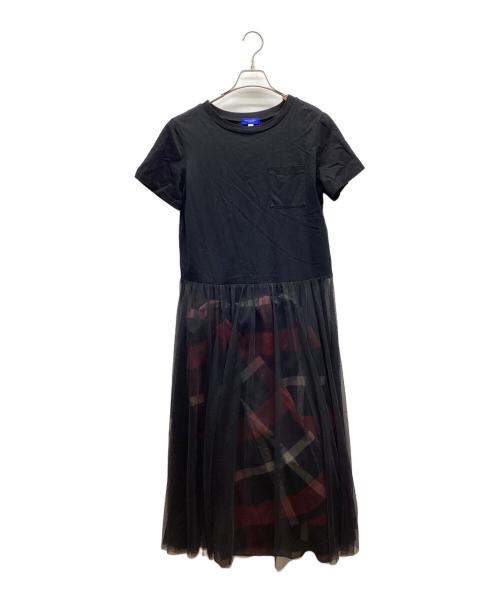 BLUE LABEL CRESTBRIDGE（ブルーレーベルクレストブリッジ）BLUE LABEL CRESTBRIDGE (ブルーレーベルクレストブリッジ) ドッキングワンピース ブラック×レッド サイズ:38の古着・服飾アイテム