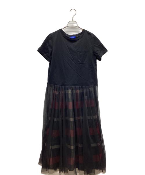 BLUE LABEL CRESTBRIDGE（ブルーレーベルクレストブリッジ）BLUE LABEL CRESTBRIDGE (ブルーレーベルクレストブリッジ) ドッキングワンピース ブラック×レッド サイズ:38の古着・服飾アイテム