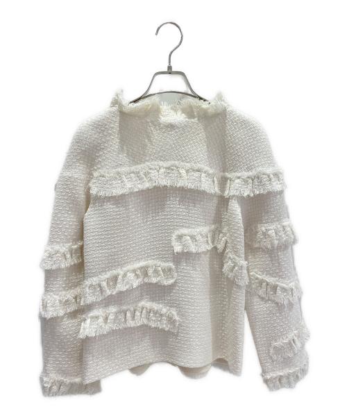 CHANEL（シャネル）CHANEL (シャネル) フリンジスターボタンツイードジャケット ホワイト サイズ:36の古着・服飾アイテム