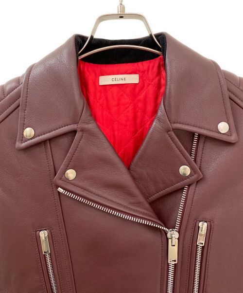 CELINE（セリーヌ）CELINE (セリーヌ) ダブルライダースジャケット ボルドー サイズ:36の古着・服飾アイテム