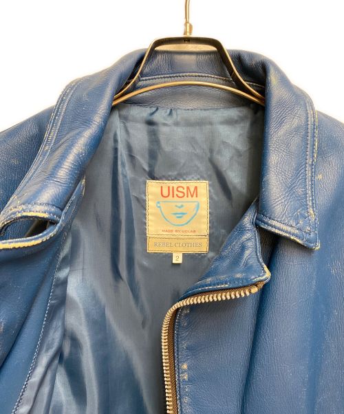 UNDERCOVER（アンダーカバー）UNDERCOVER (アンダーカバー) 14SS distressed effect Bikers Blouson/ヴィンテージ加工ライダースジャケット/Archive ブルー サイズ:2の古着・服飾アイテム