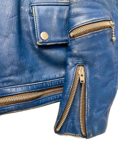 UNDERCOVER（アンダーカバー）UNDERCOVER (アンダーカバー) 14SS distressed effect Bikers Blouson/ヴィンテージ加工ライダースジャケット/Archive ブルー サイズ:2の古着・服飾アイテム
