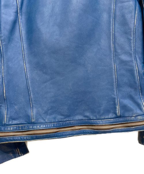 UNDERCOVER（アンダーカバー）UNDERCOVER (アンダーカバー) 14SS distressed effect Bikers Blouson/ヴィンテージ加工ライダースジャケット/Archive ブルー サイズ:2の古着・服飾アイテム