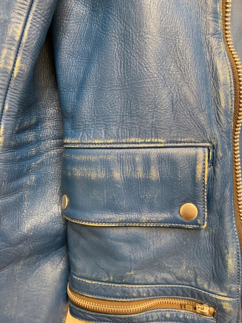 UNDERCOVER（アンダーカバー）UNDERCOVER (アンダーカバー) 14SS distressed effect Bikers Blouson/ヴィンテージ加工ライダースジャケット/Archive ブルー サイズ:2の古着・服飾アイテム