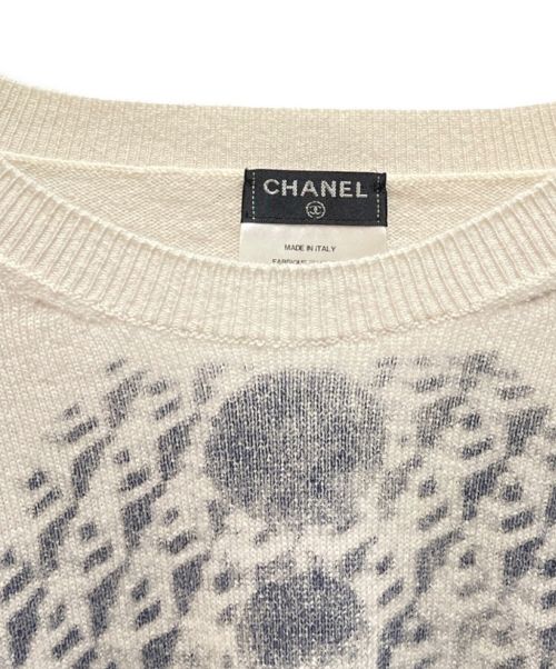 CHANEL（シャネル）CHANEL (シャネル) フロントアートカシミヤニット ベージュ サイズ:44の古着・服飾アイテム