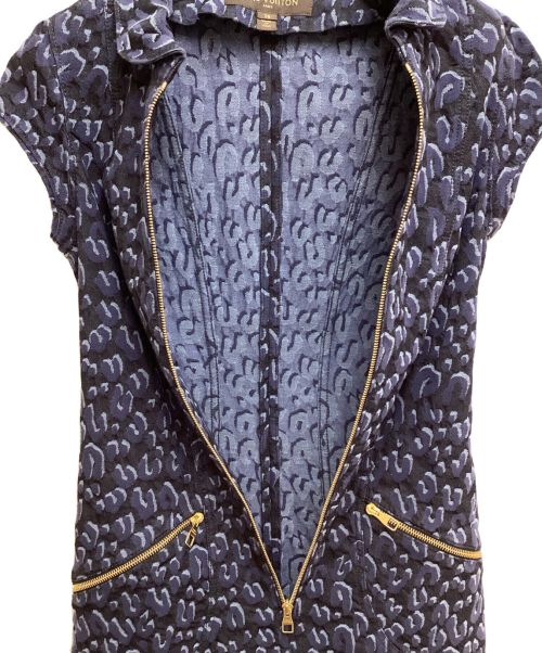 LOUIS VUITTON（ルイ ヴィトン）LOUIS VUITTON (ルイ ヴィトン) レオパードジャガードデニムワンピース インディゴ サイズ:38の古着・服飾アイテム