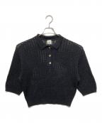 6(ROKU) BEAUTY&YOUTHロク ビューティーアンドユース）の古着「MESH SHIRT KNIT / メッシュシャツニット」｜ブラック