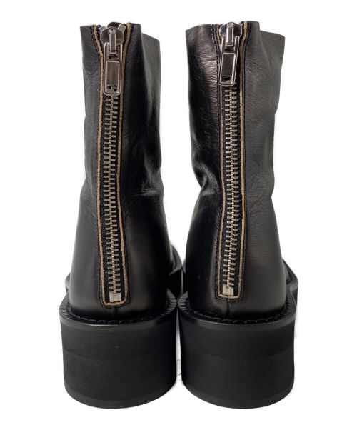 MM6 Maison Margiela（エムエムシックスメゾンマルジェラ）MM6 Maison Margiela (エムエムシックス メゾンマルジェラ) SQUARE TOE ANKLE BOOT ブラック サイズ:431/2の古着・服飾アイテム