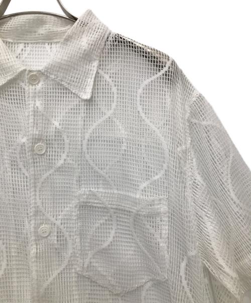 UNUSED（アンユーズド）UNUSED (アンユーズド) Short-sleeve open collar gourd pattern mesh shirt ホワイトの古着・服飾アイテム