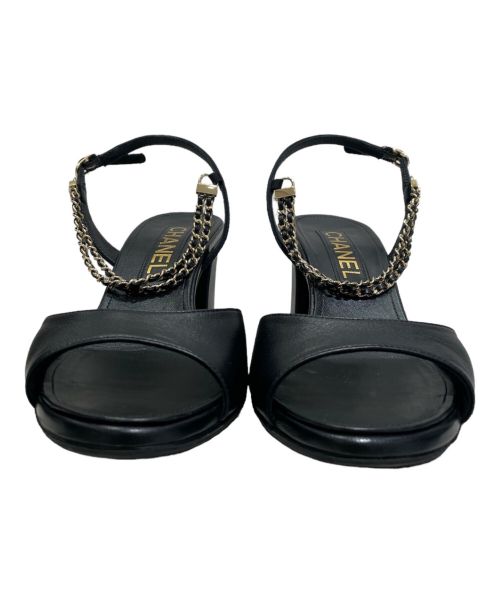 CHANEL（シャネル）CHANEL (シャネル) Ankle strap coco mark sandal ブラック サイズ:35の古着・服飾アイテム