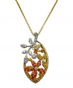 NO BRAND JEWELRYノーブランドジュエリー）の古着「フラワー リーフ モチーフ ダイヤ ネックレス」