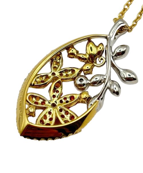 NO BRAND JEWELRY（ノーブランドジュエリー）NO BRAND JEWELRY (ノーブランドジュエリー) フラワー リーフ モチーフ ダイヤ ネックレス サイズ:-の古着・服飾アイテム