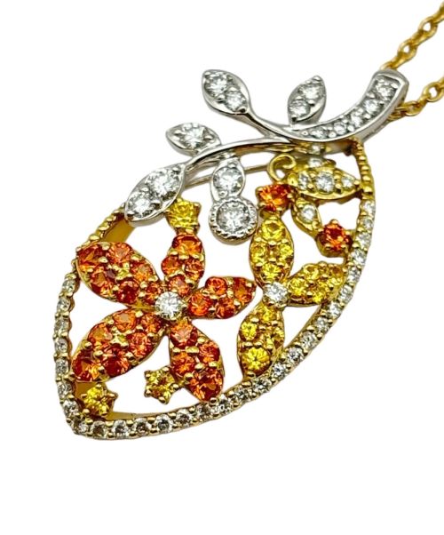 NO BRAND JEWELRY（ノーブランドジュエリー）NO BRAND JEWELRY (ノーブランドジュエリー) フラワー リーフ モチーフ ダイヤ ネックレス サイズ:-の古着・服飾アイテム