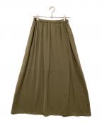 PLSTプラステ）の古着「ヴィンテージサテンスリット入マキシスカート」｜オリーブ