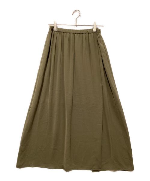 PLST（プラステ）PLST (プラステ) ヴィンテージサテンスリット入マキシスカート オリーブ サイズ:SIZE M 未使用品の古着・服飾アイテム