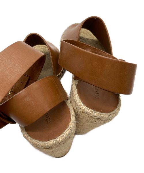 CELINE（セリーヌ）CELINE (セリーヌ) エスパドリーユウェッジサンダル ブラウン サイズ:35の古着・服飾アイテム