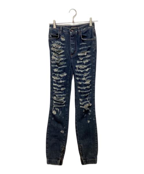 DOLCE & GABBANA（ドルチェ＆ガッバーナ）DOLCE & GABBANA (ドルチェ＆ガッバーナ) ダメージ加工デニムパンツ インディゴ サイズ:40の古着・服飾アイテム