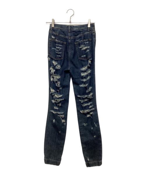 DOLCE & GABBANA（ドルチェ＆ガッバーナ）DOLCE & GABBANA (ドルチェ＆ガッバーナ) ダメージ加工デニムパンツ インディゴ サイズ:40の古着・服飾アイテム