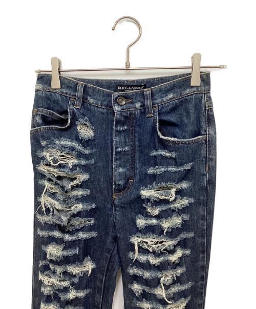 DOLCE & GABBANA（ドルチェ＆ガッバーナ）DOLCE & GABBANA (ドルチェ＆ガッバーナ) ダメージ加工デニムパンツ インディゴ サイズ:40の古着・服飾アイテム