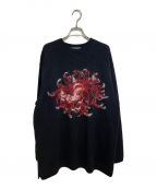 Yohji Yamamoto pour hommeヨウジヤマモト プールオム）の古着「7G FLOWER INTERSIA JACQUARD CREW NECK」｜ブラック