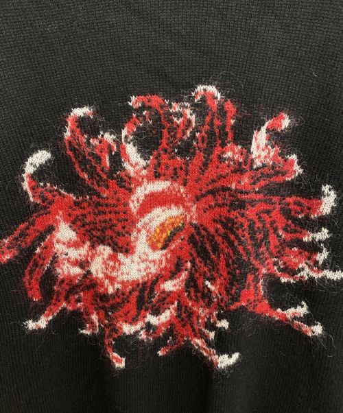 Yohji Yamamoto pour homme（ヨウジヤマモト プールオム）Yohji Yamamoto pour homme (ヨウジヤマモト プールオム) 7G FLOWER INTERSIA JACQUARD CREW NECK ブラック サイズ:3の古着・服飾アイテム