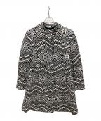 MAX&Co.マックスアンドコー）の古着「ハイネックカラー幾何学柄コート」｜ブラック×ホワイト