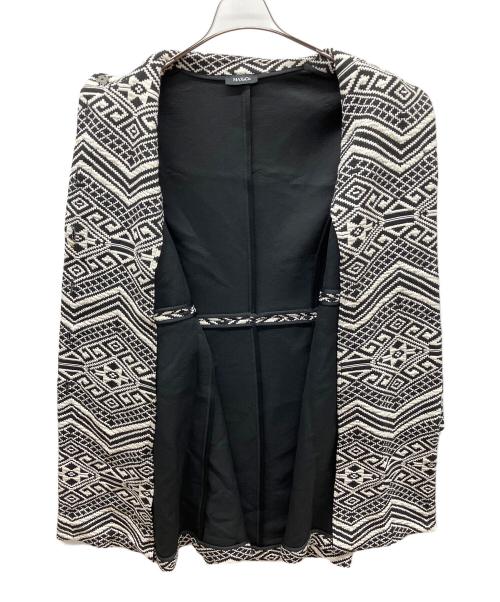 MAX&Co.（マックスアンドコー）MAX&Co. (マックスアンドコー) ハイネックカラー幾何学柄コート ブラック×ホワイト サイズ:Lの古着・服飾アイテム