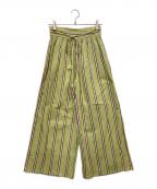 THREE DOTSスリードッツ）の古着「India cotton stripe pant」｜グリーン