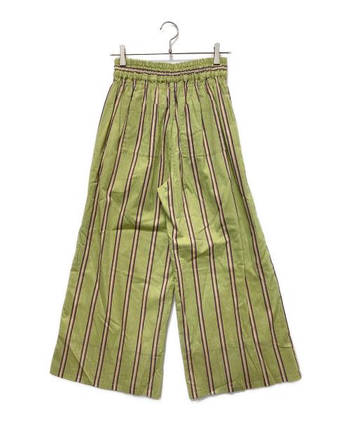 THREE DOTS（スリードッツ）THREE DOTS (スリードッツ) India cotton stripe pant グリーン サイズ:XSの古着・服飾アイテム