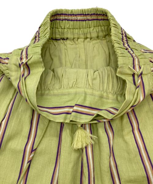 THREE DOTS（スリードッツ）THREE DOTS (スリードッツ) India cotton stripe pant グリーン サイズ:XSの古着・服飾アイテム