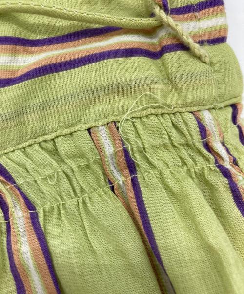 THREE DOTS（スリードッツ）THREE DOTS (スリードッツ) India cotton stripe pant グリーン サイズ:XSの古着・服飾アイテム