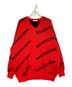 BALENCIAGAバレンシアガ）の古着「ALLOVER LOGO CREW KNIT」｜レッド