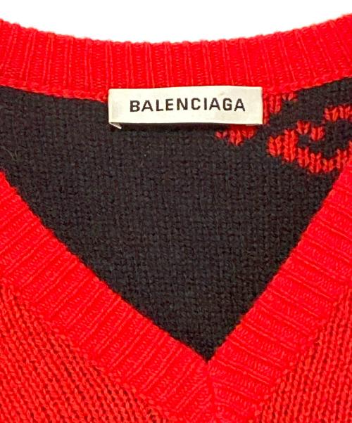 BALENCIAGA（バレンシアガ）BALENCIAGA (バレンシアガ) ALLOVER LOGO CREW KNIT レッド サイズ:XSの古着・服飾アイテム