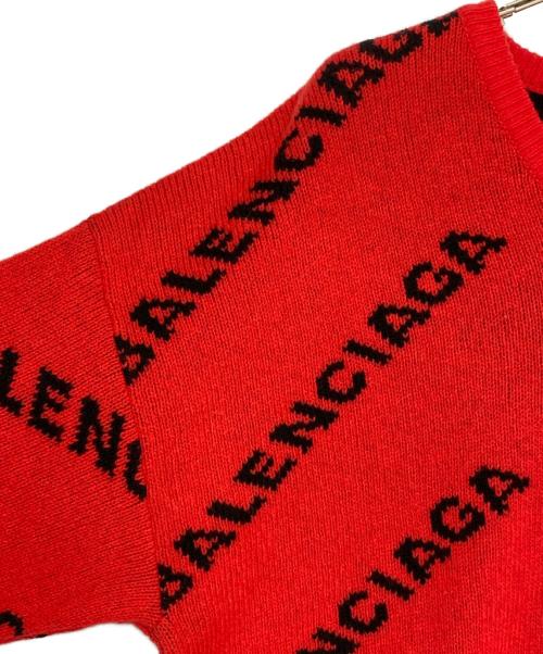 BALENCIAGA（バレンシアガ）BALENCIAGA (バレンシアガ) ALLOVER LOGO CREW KNIT レッド サイズ:XSの古着・服飾アイテム