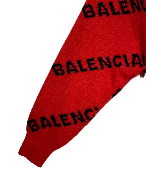 BALENCIAGA（バレンシアガ）BALENCIAGA (バレンシアガ) ALLOVER LOGO CREW KNIT レッド サイズ:XSの古着・服飾アイテム