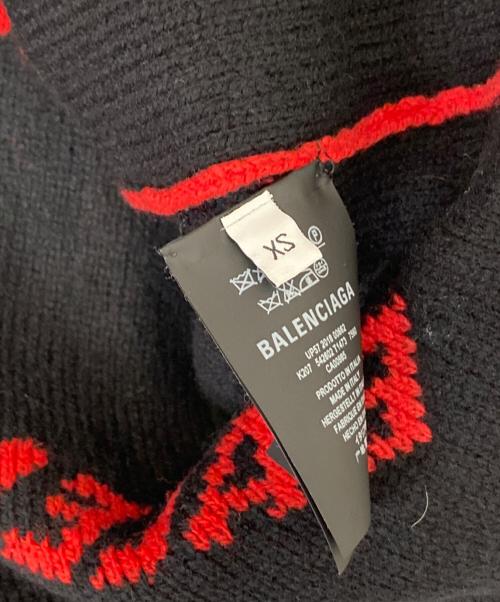 BALENCIAGA（バレンシアガ）BALENCIAGA (バレンシアガ) ALLOVER LOGO CREW KNIT レッド サイズ:XSの古着・服飾アイテム