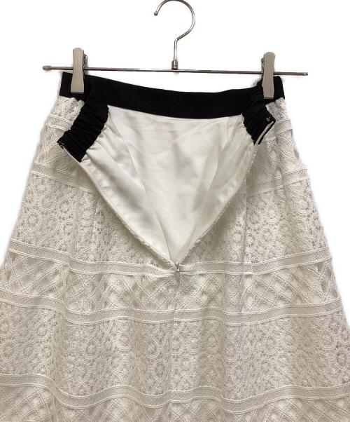 Maglie le cassetto（マーリエ ル カセット）Maglie le cassetto (マーリエ ル カセット) ボーダーレーススカート ホワイト サイズ:SIZE 5の古着・服飾アイテム