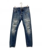 DOLCE & GABBANAドルチェ＆ガッバーナ）の古着「クラッシュ加工デニムパンツ」｜インディゴ