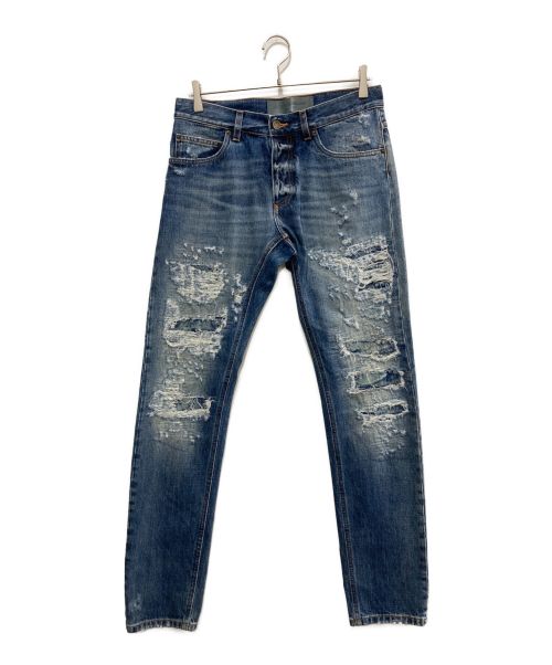 DOLCE & GABBANA（ドルチェ＆ガッバーナ）DOLCE & GABBANA (ドルチェ＆ガッバーナ) クラッシュ加工デニムパンツ インディゴ サイズ:46の古着・服飾アイテム