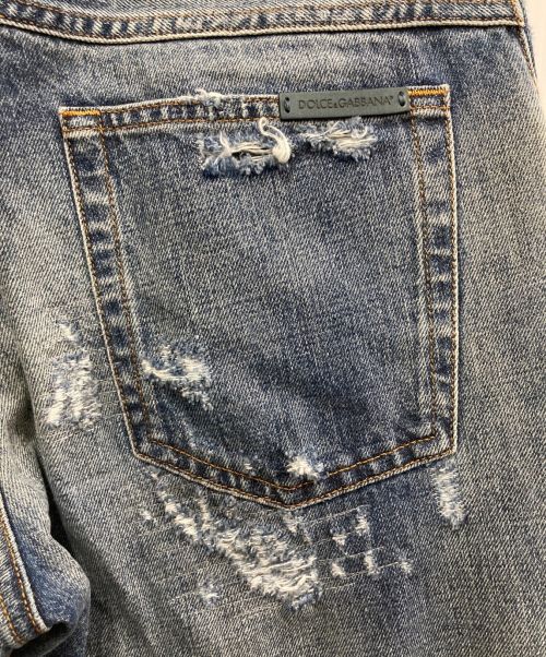 DOLCE & GABBANA（ドルチェ＆ガッバーナ）DOLCE & GABBANA (ドルチェ＆ガッバーナ) クラッシュ加工デニムパンツ インディゴ サイズ:46の古着・服飾アイテム