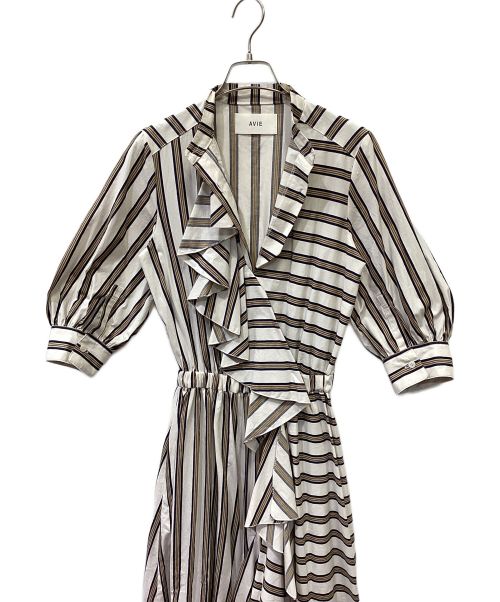 avie（アビィ）avie (アビィ) RAFFLE STRIPED DRESS ホワイト サイズ:38の古着・服飾アイテム