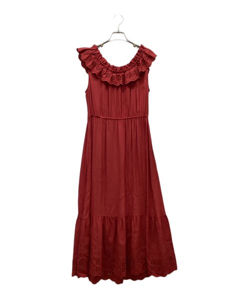 COACH（コーチ）COACH (コーチ) スリーブレスラッフル ドレス レッド サイズ:2の古着・服飾アイテム