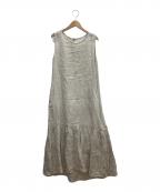 JOURNAL STANDARD relumeジャーナルスタンダード レリューム）の古着「Yarn-Dyeリネンヘムギャザーワンピース」｜ベージュ