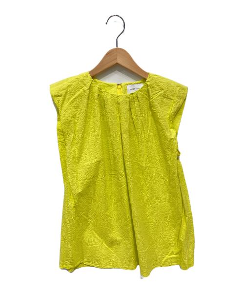 UNITED ARROWS（ユナイテッドアローズ）UNITED ARROWS (ユナイテッドアローズ) ワッフル タック ノースリーブ ブラウス イエロー サイズ:表記無しの古着・服飾アイテム