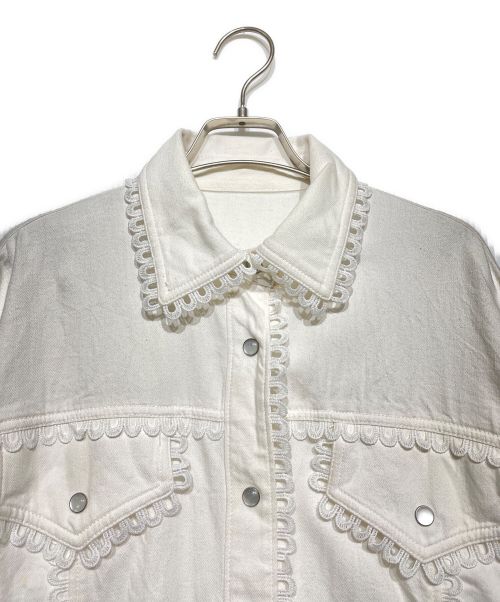 GRACE CONTINENTAL（（グレースコンチネンタル）GRACE CONTINENTAL (グレースコンチネンタル) レースデニムシャツ ホワイト サイズ:36の古着・服飾アイテム
