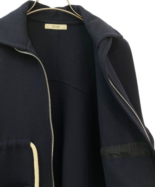 CELINE（セリーヌ）CELINE (セリーヌ) カシミヤ混サイドスリットジップジャケット ネイビー サイズ:34の古着・服飾アイテム