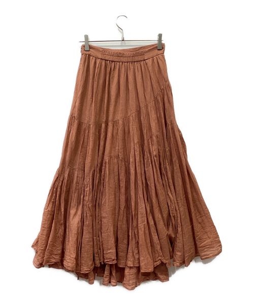 HER LIP TO（ハーリップトゥ）HER LIP TO (ハーリップトゥ) Asymmetric Tiered Cotton Skirt ピンク サイズ:Mの古着・服飾アイテム