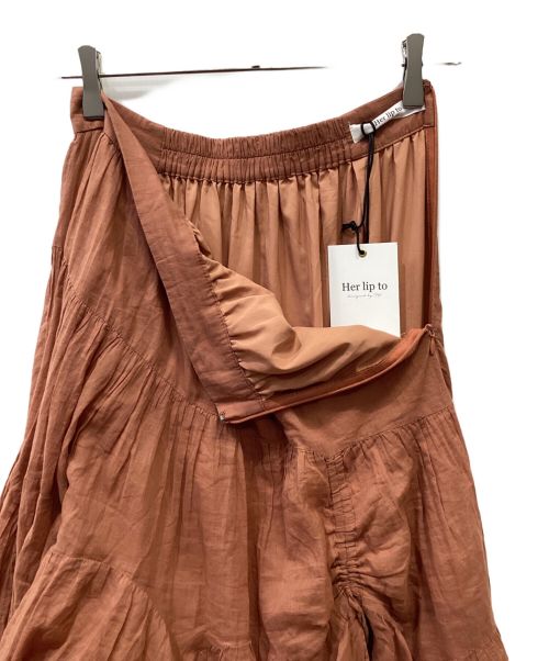 HER LIP TO（ハーリップトゥ）HER LIP TO (ハーリップトゥ) Asymmetric Tiered Cotton Skirt ピンク サイズ:Mの古着・服飾アイテム