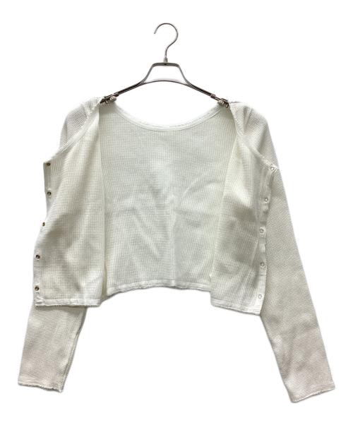 Loro（ローロ）Loro (ローロ) ワイドネックショートカーディガン アイボリー サイズ:Freeの古着・服飾アイテム
